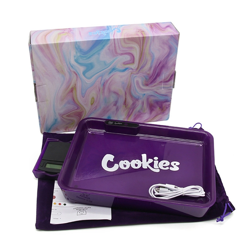 Latest USB Charge LED Light up Plastic Cookies Rolling Tray with Scale